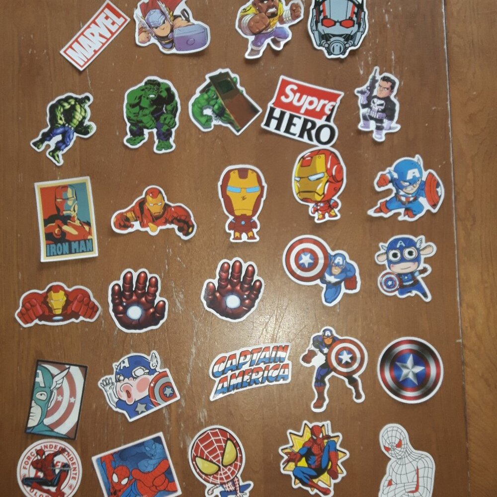 55pcs Marvel / DC Vinyl Decals for Water Bottle Laptop Skateboard